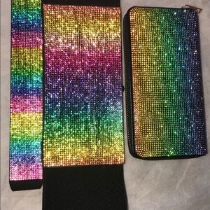 Embellished belt with matching wallet and headband